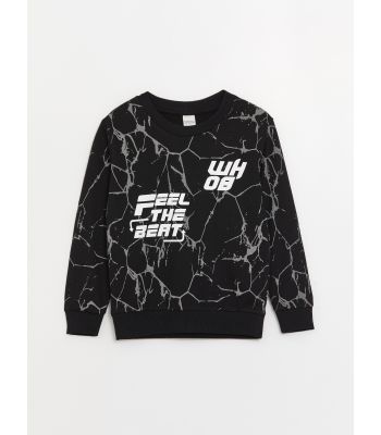 Crew Neck Printed Long Sleeve Boy Sweatshirt