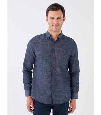 Regular Fit Long Sleeve Dobby Weave Men's Shirt