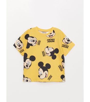 Crew Neck Short Sleeve Mickey Mouse Printed Baby Boy T-Shirt