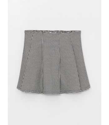 Elastic Waist Plaid Girl Short Skirt