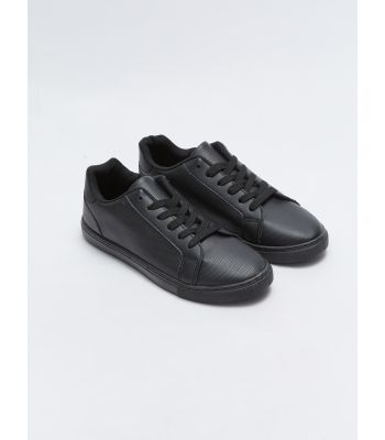 Faux Leather Lace-up Men's Sports Shoes