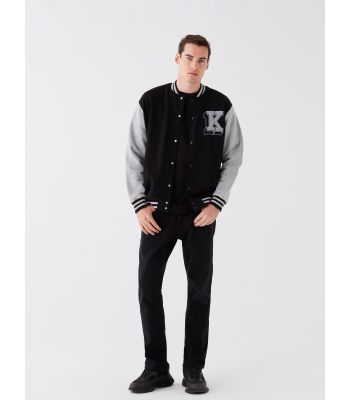 Relaxed Fit Long Sleeve Men's College Jacket