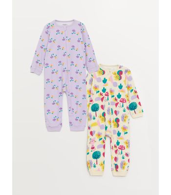 Crew Neck Printed Baby Girl Jumpsuit 2 Pieces