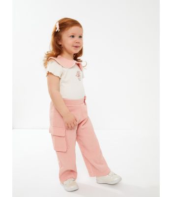 Cargo Basic Baby Girl Trousers with Elastic Waist