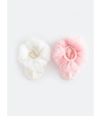 Basic Feather Detailed Baby Girl Booties 2 Pieces