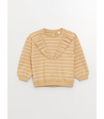 Crew Neck Long Sleeve Striped Baby Girl Sweatshirt