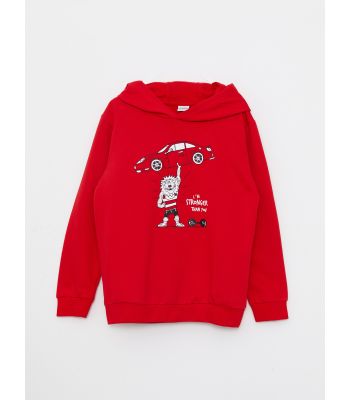 Hooded Printed Long Sleeve Boy Sweatshirt