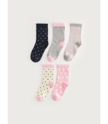 Polka Dot Girl Child Socks 5 Pack