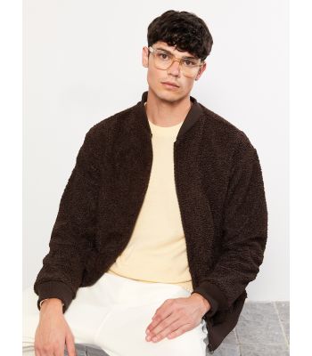 Comfortable Fit College Collar Men's Plush Cardigan