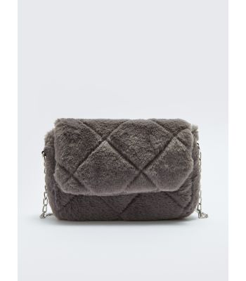 Furry Quilted Detailed Women's Crossbody Bag