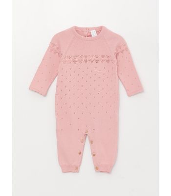 Crew Neck Patterned Baby Girl Knitwear Jumpsuit 2-Pack