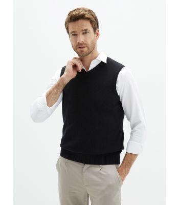 V Neck Sleeveless Straight Men's Sweater