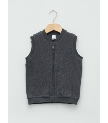 Crew Neck Baby Boy Zippered Vest