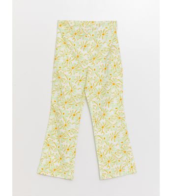 Elastic Waist Patterned Spanish Leg Girls' Trousers