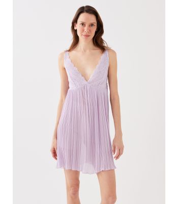 V Neck Strap Lace Detail Women Nightdress