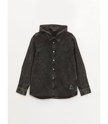 Comfort Fit Hooded Boys' Denim Shirt