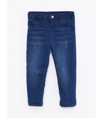 Elastic Waist Basic Baby Girl Denim Trousers