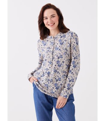 Ladies Collar Floral Long Sleeve Blouse