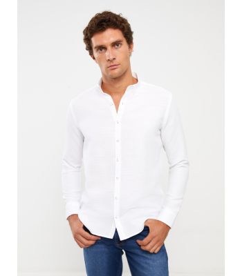 Slim Fit Long Sleeve Dobby Weave Men's Shirt