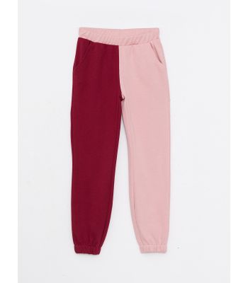 Elastic Waist Color-Blocked Girl Jogger Sweatpants