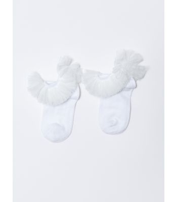 Tulle Detailed Baby Girl Booties Socks