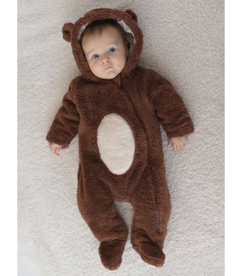 Hooded Long Sleeve Plush Baby Boy Jumpsuit