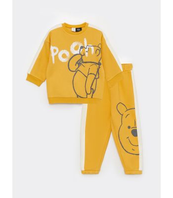 Crew Neck Long Sleeve Winnie the Pooh Printed Baby Boy Sweatshirt and Trousers 2-Pack Set