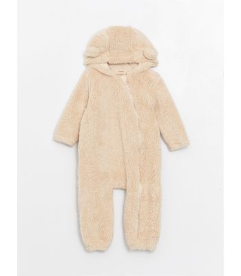 Hooded Long Sleeve Baby Girl Plush Jumpsuit