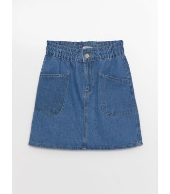 Elastic Waist Girl Jean Skirt