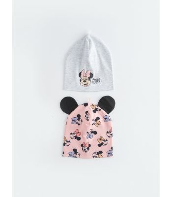 Minnie Mouse Printed Baby Girl Beanie 2 Pieces