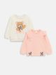 Crew Neck Long Sleeve Printed Baby Girl Sweatshirt 2 Pieces