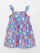 Square Collar Patterned Baby Girl Dress