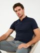 Polo Neck Short Sleeve Striped Men's T-Shirt