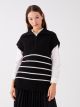 Shirt Collar Striped Oversize Women's Knitwear Sweater