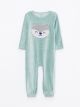 Crew Neck Long Sleeve Embroidery Detailed Baby Boy Velvet Jumpsuit