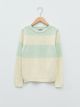 Crew Neck Long Sleeve Girl Tricot Sweater with Color Block