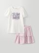 Crew Neck Embroidered Short Sleeve Girl's T-Shirt and Skirt