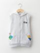 Hooded Printed Boy Zippered Vest