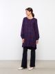 Crew Neck Plaid Long Sleeve Viscose Women's Tunic