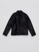 Shirt Neck Faux Leather Boy Coat