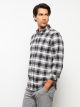 Regular Fit Long Sleeve Plaid Men's Shirt