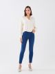 Women's High Waisted Slim Fit Regular Denim Trousers