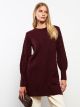 Crew Neck Self Patterned Long Sleeve Women's Tricot Tunic