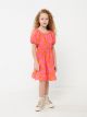 Square Neck Patterned Short Sleeve Girls' Dress