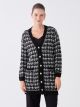 V Neck Patterned Long Sleeve Women's Tricot Cardigan