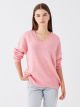 V-Neck Straight Long Sleeve Oversize Women's Knitwear Sweater