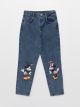 Mom Fit Minnie and Mickey Mouse Printed Girl Jeans