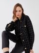 Patterned Long Sleeve Tweed Oversize Women's Shirt Jacket