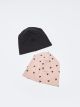 Patterned Cotton Baby Girl Beret 2-Pack