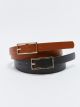 Leather Look Flat Thin Women's Belt 2-Pack